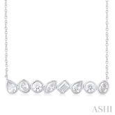 1 ctw Bezel Set Mixed Diamond Cut Fashion Necklace in 14K White Gold